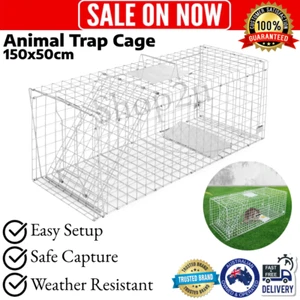Extra Large Humane Animal Trap Cage Possum Fox Koala Dog Live Catch XL 150x50x53 - Picture 1 of 9