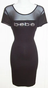 BEBE WOMEN'S SWAROVSKI CRYSTAL RHINESTONE LOGO DRESS SIZE STRETCHY SMALL NWT - Picture 1 of 12