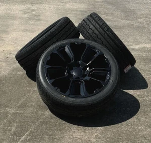 Satin Black Notched RST 22" Wheels Ironman H/T Tires 2019-2025 Dodge Ram 1500 - Picture 1 of 8