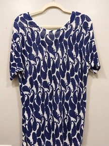 Talbots Blue/Cream Paisley Linen Short Sleeve Sweater Size M - Picture 1 of 3