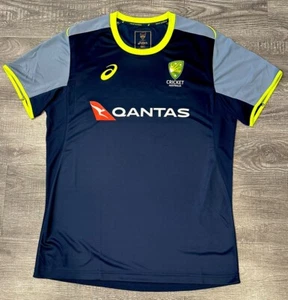 CRICKET AUSTRALIA SHORT SLEEVE TRAINING SHIRT ASICS PLAYER ISSUE 2024 DESIGN MED - Picture 1 of 2