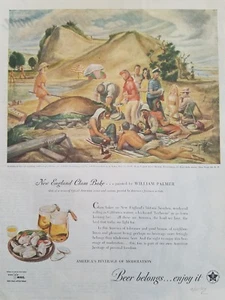 1945 beer belongs New England clam bake William Palmer ad - Imagen 1 de 1