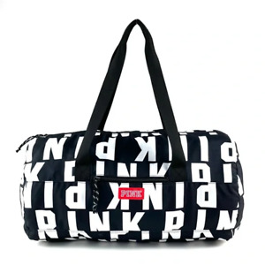 PINK Victoria’s Secret Black & White Logo Large Circular Duffle Bag