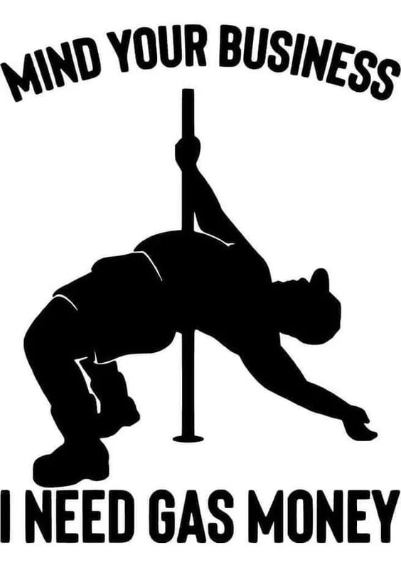 Funny Blue Collar Workers Gas Money Strip Meme 5" Bumper Sticker Decal - Image 1 of 1