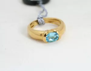 Ring by Child Topazio Azzurro in Gold 18 KT New - Picture 1 of 2