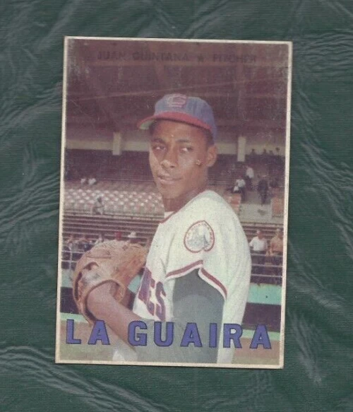 1967 Topps Venezuelan baseball card #60 Juan Quintana La Guaira GOOD back damage - Image 1 of 2