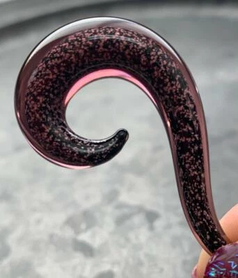 PAIR Purple Glass Spiral Hanging Tapers Expanders Plugs Gauges Body Jewelry  - Image 1 of 4