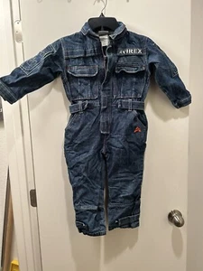 Vintage Avirex Tactical Systems Denim Jumpsuit Denim Zip Up Size 5 Rare Release - Picture 1 of 9