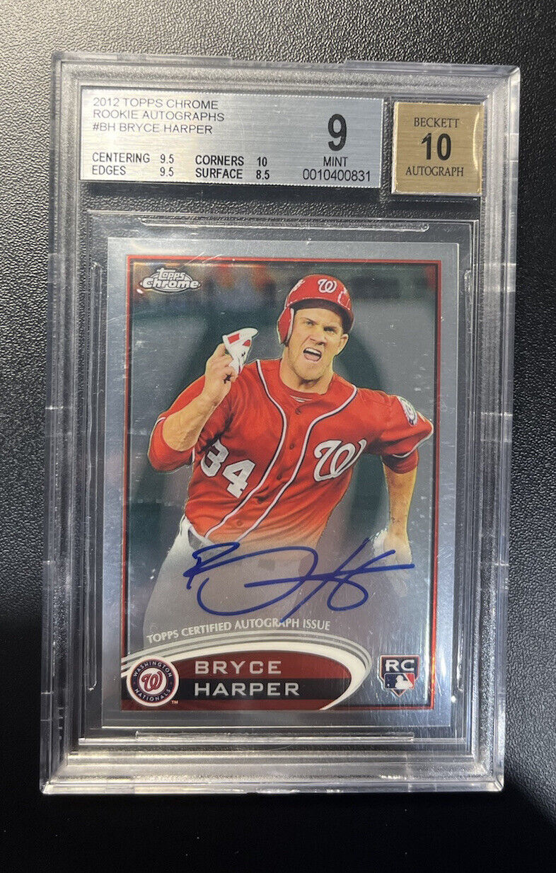 2012 Topps Chrome Bryce Harper Rookie RC Auto #BH Autograph BGS 9/10 Auto PMJS