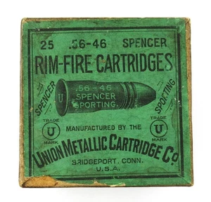 Vintage Twice Published .56-46 Spencer Sporting Rifle Cartridge Box U.M.C. - Picture 1 of 12