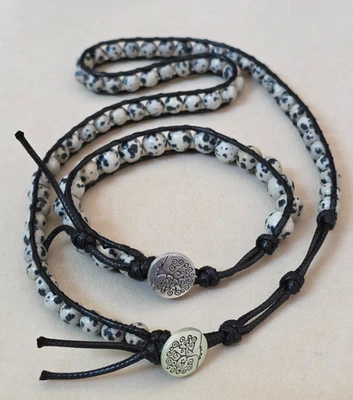 Juego de gargantilla/collar y pulsera Dalmation Stone, 16,5-19 pulgadas, 220,00 ctw Foto 1 de 4