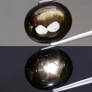 10,67ct Oval Cab 12,88x11mm Natural Unheated Black 6 Ray Star Sapphire, Thailand - Bild 1 von 5