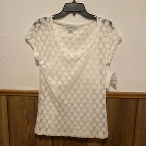 Liz Claiborne size small sheer polkadotted blouse with Cami - Picture 1 of 5