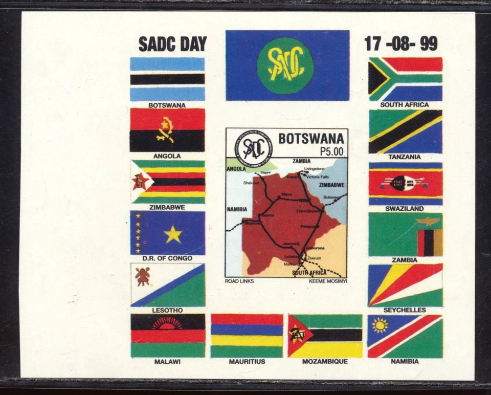 BOTSWANA 1999 SADC DAY IMPERFORATE MIN SHEET MNH.   A747 - image 1 of 1