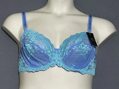 Sujetador Wacoal Balconette 38C Azul Floral Encaje Sin Forro Con Aros Foto 1 de 4
