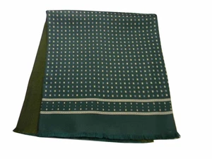 Sciarpa uomo double seta lana verde scuro nero made italy scarf silke wool black - Picture 1 of 13