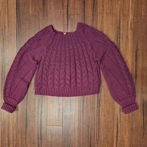 Suéter suéter Free People Sandre tejido con cable para mujer grande soñador rosa morera - Imagen 1 de 9