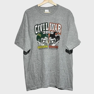 Vtg Oregon Ducks OSU Beavers Football 2010 Civil War Game Gray Tee T Shirt XL - Picture 1 of 4