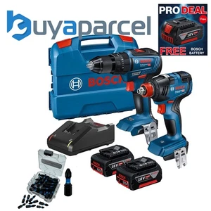 Bosch 18v Brushless Combi Hammer Drill Impact Driver Wrench GSB18V GDX18V + Bits - Picture 1 of 14