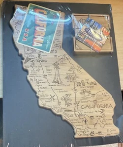 Totally Bamboo California State Cutting Serving Board & Coasters set. Charity - Picture 1 of 7