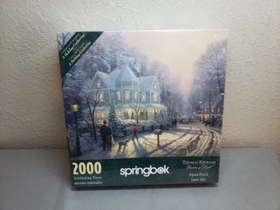 Springbok 2000 Piece Puzzle Thomas Kinkade A Holiday Gathering Christmas New! - Image 1 of 4