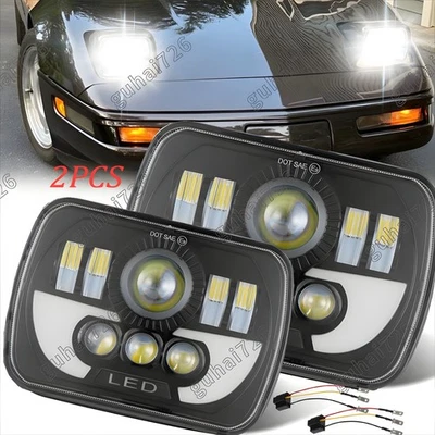 Par de faros LED de haz alto/bajo DOT 7x6 5x7 para Chevrolet Corvette 1984-1996 Foto 1 de 4