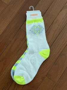 New Gymboree Girls Lime White Gray 2 Pack Cozy Socks Size Large Size 3 and up - Picture 1 of 5