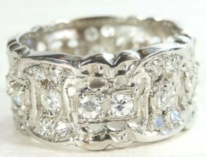 Antique Art Deco Wedding Eternity Band Platinum Ring Size 4 UK-H EGL USA 1920's - Picture 1 of 11