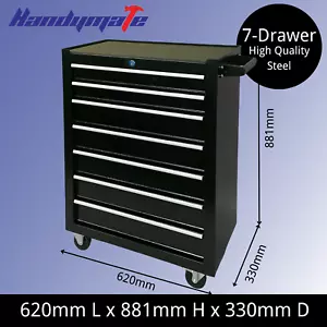 7 Drawer Steel Mobile Toolbox Garage Workshop Tools Organizer Cabinet Trolley - Picture 1 of 7