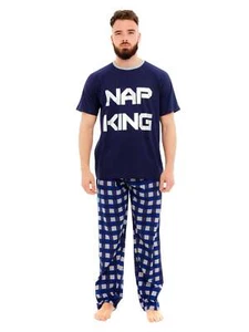 Mens Pyjamas Loungewear Pyjama Set PJs Nightwear XS S M L XL Blue Nap King Gift - Picture 1 of 3