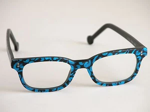 LA Eyeworks Eyeglasses COMO 732M Frames Thick Black & Blue L.A.E 96 MINTY! - Picture 1 of 5