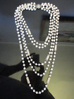 Vintage 1950'S 1960'S Glamor Milk Glass Beads 5 Strand Layered Silver Necklace!