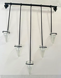 Hanging Candle Holder with 5 Glass Hand Blown Glass Cones Unique Rare - Picture 1 of 9