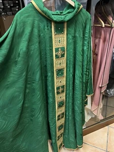 CASULA VERDE IN TESSUTO ACETATO - VISCOSA- Made in Italy nuova - Foto 1 di 9