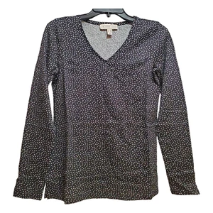The Muses Lounge Women's Jersey Blouse Size XXS Polka-Dot Long-Sleeve Knit Black - Picture 1 of 5