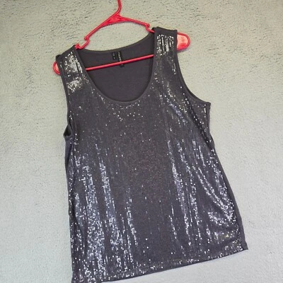 Top Maurices Mujer Talla Grande 1x Gris Sin Mangas Lentejuelas Frontal Metálico Retro Foto 1 de 4