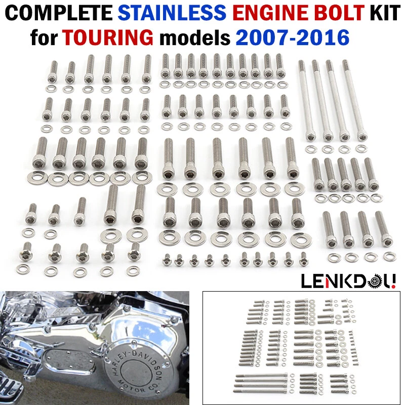 Stainless Engine Screw Bolt Kit Set For Harley Touring Street Glide Road King FL - Image 1 of 4
