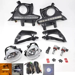 Clear Lens LED Fog Light Kit For 14-16 Toyota Highlander w/DRL Bezel Switch Bulb - Picture 1 of 18