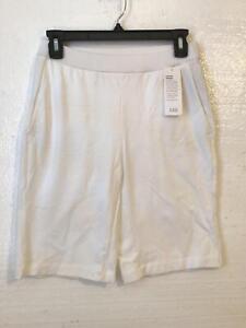 Eileen Fisher Organic Cotton Stretch Knit Walking Shorts White Sz 2XS NWT $108