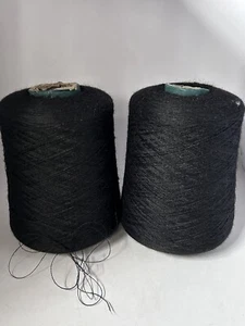 NICE Lot 2 Spool Cone PURE Peru LACE Baby Alpaca Yarn 2lb 4oz 1018g 1011 Black A - Picture 1 of 3