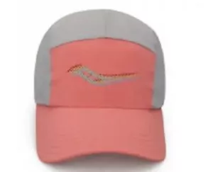 Vintage 80s Saucony Running Baseball Hat Cap Adjustable Strap Nylon Neon Pink - Picture 1 of 6