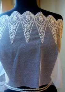 Encaje floral de 12" de ancho algodón francés marfil boda encaje para novia hecho en Francia JM16 - Imagen 1 de 4
