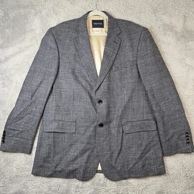 Abrigo deportivo para hombre Nautica 44R gris pata de gallo seda lana mezcla lino blazer Foto 1 de 4