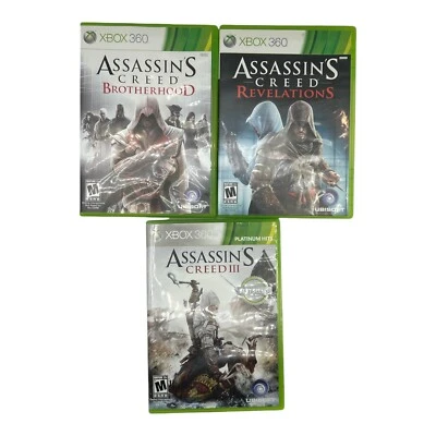 Assassins Creed Lot Xbox 360 Brotherhood Revelations Creed 3 Platinum Hits - Image 1 of 4