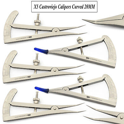 Castroviejo Calipers Gauges Curved 20mm Measuring Dental Lab Instruments New X5  • 48.32£