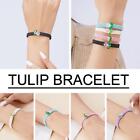 Fashion Resin Tulip Flower Handmade Braided Bead Bracelet Women Adjustable I4S2
