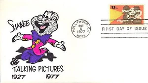 USA HAND PAINTED RICHARD ELLIS ANIMATED FIRST DAY COVER 1977 TALKING PICTURES - Picture 1 of 1