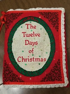 VINTAGE 1990 ELLEN BLONDER THE TWELVE DAYS OF CHRISTMAS FABRIC BOOK 8" X 10" - Bild 1 von 5