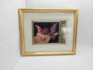 Angel Cherub Framed Art Print Gold Frame 12" x 10" - Picture 1 of 4