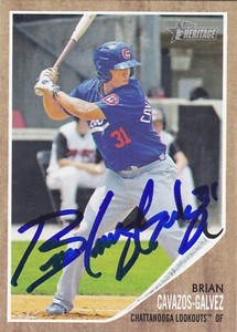 BRIAN CAVAZOS-GALVEZ CHATTANOOGA LOOKOUTS SIGNED TOPPS HERITAGE MINOR LEAGE CARD
